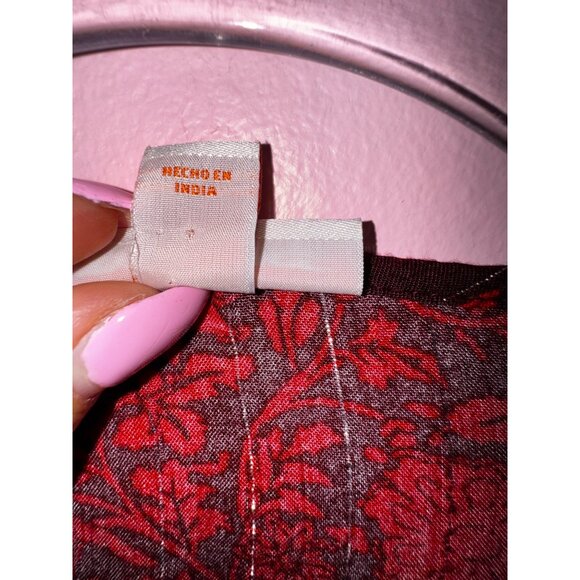 Floral Print Boho Blouse Plus Size XXL Red Black Western Boho Sexy Peplum Top - Picture 5 of 8